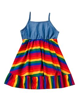 Kid Girl Sleeveless Rainbow Suspender Dress