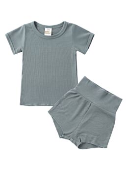 2 Piece Baby Girl Ribbed Pajamas T-shirt & Shorts