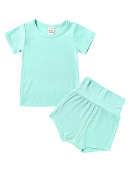 2-Piece Toddler Girl Ribbed Homewear T-shirt & High Waist Shorts