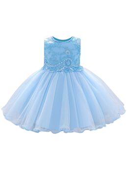 Infant Girl Princess Lace Beaded Birthday Mesh Dress