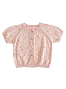 Baby Girl Solid Color Short-sleeved Knitted Top