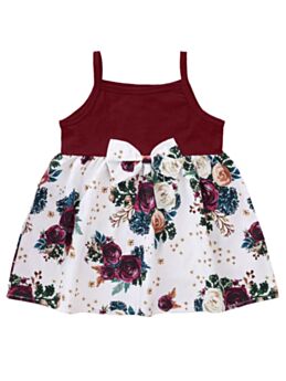 Little Kid Floral Printed Bowknot Cami Dress