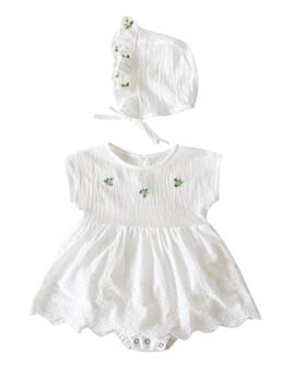2 Piece Baby Girl Flower Bodysuit And Hat