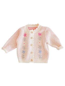 Infant Baby Embroidered Flower Knitted Cardigan