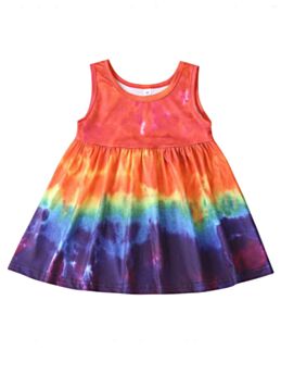 Simple Toddler Girl Tie Dye Tank Dress