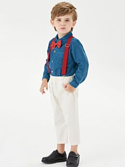 Autumn Two Pieces Toddler Boy Bow Shirt & Suspender Pants Set 