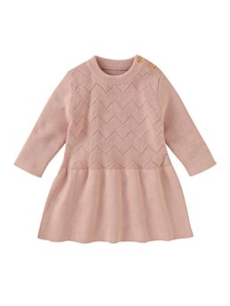 Baby Solid Color Round Neck Autumn Knit Dress