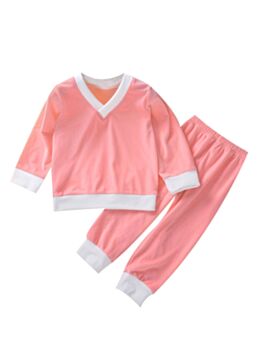 2 PCS Kid Girl Pink Set Top Matching Pants