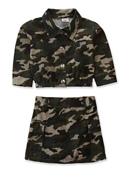 2 Pieces Kid Girl  Camouflage Set Top Matching Skirt