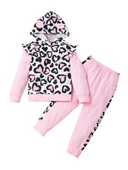 2 Pieces Kid Girl Love Heart Set Hooded Top Matching Pants