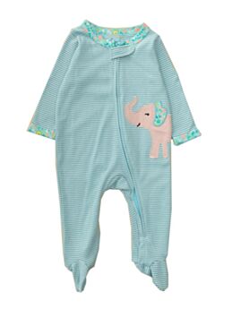 Baby Elephant Stripe Footed Jumpsuit