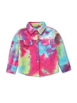 Kid Girl Tie Dye Turn Down Collar Jacket