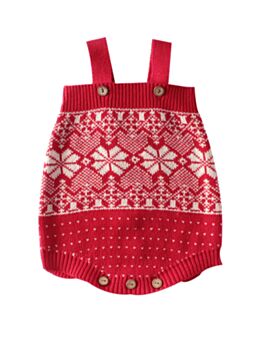 Baby Girl Snowflake & Love Heart Knit Overall 
