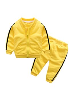 2 Pieces Infant Toodler Sports Set Side Stripe Jacket With Pants