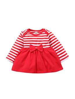 Toddler Girl Bow Front Stripe Dress