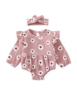 2 Pieces Baby Girl Daisy Flower Bodysuit & Headband