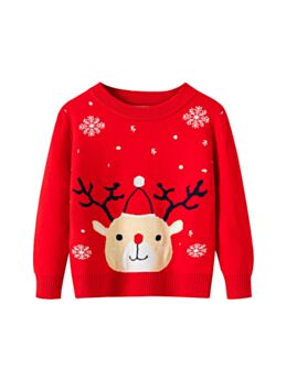 Kid Boy Christmas Deer & Snowflake Sweater