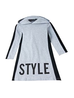 Kid Girl Style Gray Hooded Dress