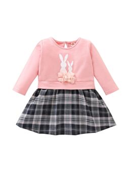 Baby Girl Rabbit Plaid Sweatshirt Dress