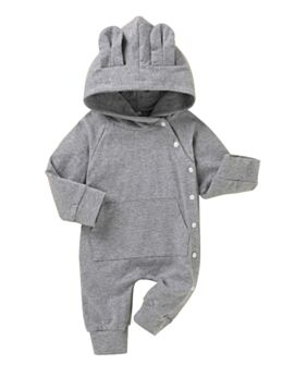 Infant Button Grey Hoodie Jumpsuit