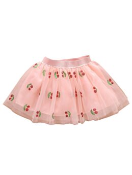 Toddler Kid Girl Cherry Mesh Skirt