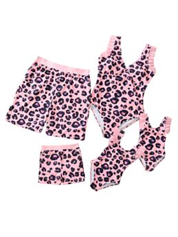 Family Matching Leopard Swimwear In Pink 