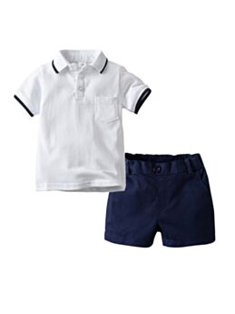 2 Pieces Baby Kid Boy Polo Shirt Bodysuit And Shorts Set