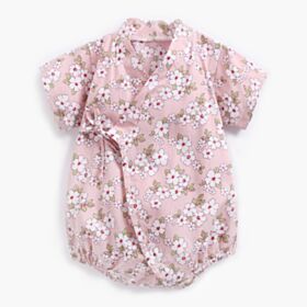 3M-3Y Vintage Floral Print Kimono Style Short Sleeve Onesies Romper Jumpsuit Baby Wholesale Clothing KJV492028