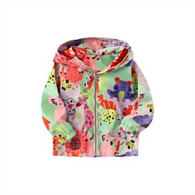18M-7Y Zipper Animal Print Colorful Windcoat Jacket Wholesale Kids Boutique Clothing KKHQV492142