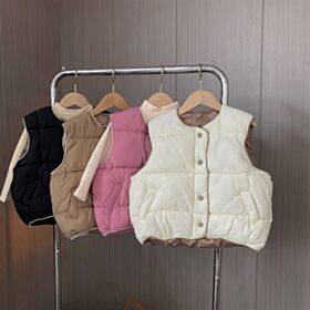 2-7Y Eiderdown Padded Solid Color Vest Coat Jacket Wholesale Kids Boutique Clothing KKHQV492060
