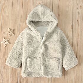 2-7Y Plush Lamb Fleece Thicken Coat Jacket With Hat Wholesale Kids Boutique Clothing KCV492654