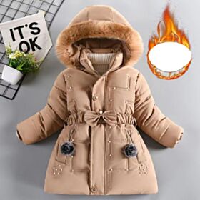 3-12Y Thicken Cotton Padded Coat Jacket With Hat Wholesale Kids Boutique Clothing KKHQV492437