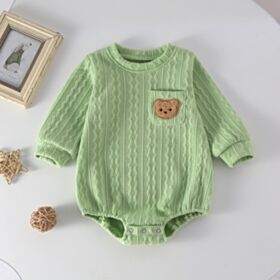 0-18M Baby Bear Twist Long Sleeve Bodysuit Wholesale Baby Boutique Clothing KJV388309