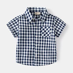 18M-6Y Plaid Short Sleeve Button Shirt Wholesale Kids Boutique Clothing KTV493406