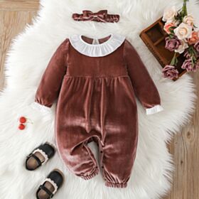 6M-3Y Fleece Woolen Solid Color Jumpsuit Baby Wholesale Clothing KJV493519
