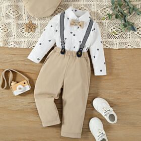 6M-3Y Floral Long Shirt And Suspender Solid Color Pants Set Baby Wholesale Clothing KSV493518