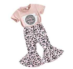 9M-4Y Toddler Girls Sets T-Shirts And Pink Leopard Trousers Wholesale Girls Clothes KSV388946