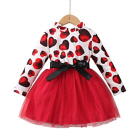3-7Y Toddler Girls Valentine'S Day Love Heart Mesh Dresses Wholesale Girls Clothes KDV388900