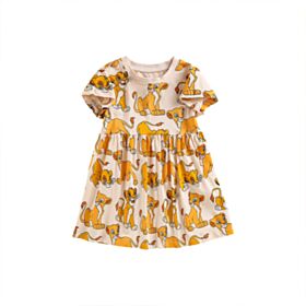18M-7Y Short Sleeve Lion Print Dress Wholesale Kids Boutique Clothing KDV493626