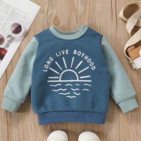 3-18M Baby Boy Long-Sleeved Cartoon Sun Letter Print Round Neck Top Wholesale Baby Clothing KTV591553
