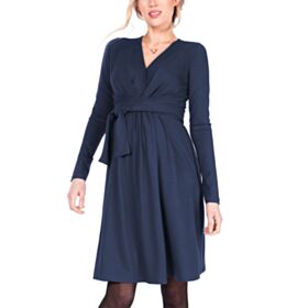 Maternity Solid Long Sleeve Long Belt Cross V Neck Nursing Dress Wholesale Maternity Clothes KMV591747