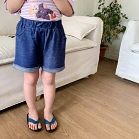 18M-7Y Toddler Girl & Boy Solid Color Light And Soft Denim Shorts Wholesale Girls Clothes KSHV591707