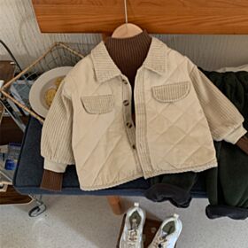 18M-6Y Texture Cotton Padded Solid Color Coat Jacket Wholesale Kids Boutique Clothing KCV493473