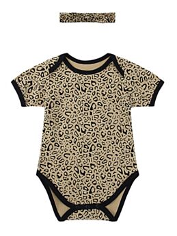 2 Pieces Baby Leopard Print Bodysuit And Headband