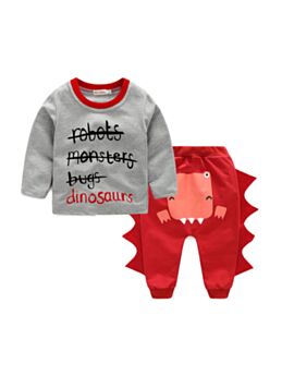2 Pieces Infant Toddler Boy Set Letters Top And Dinosaur Sweatpants