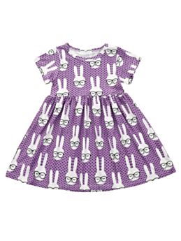 Toddler Girl Easter Polka Dots Bunny Print Dress