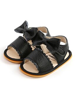 Clearance Sale Baby Girl PU Solid Color Bow Decor Crib Sandals (No Return or Exchange) 21022146