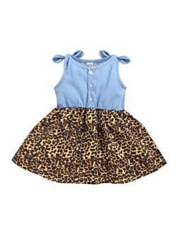 Toddler Kid Girl Leopard Patchwork Dress