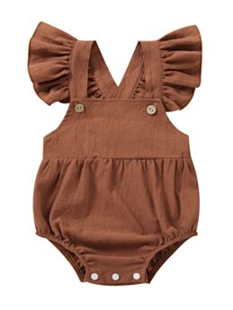  Solid Color Infant Girl Flutter Sleeve Bodysuit