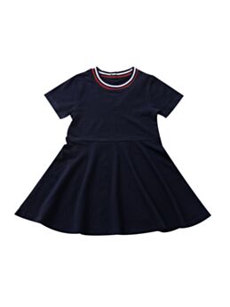 Little Girl Stripe Collar Short Sleeve Casual Dress